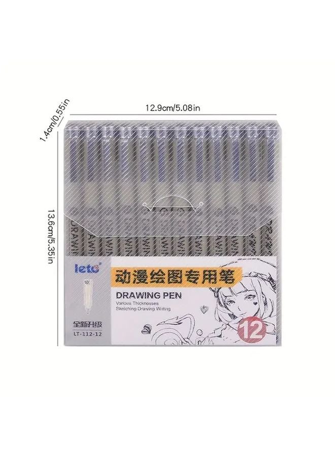Black Anime Drawing Syringe Pen Set 12 16 21 Pcs Professional Art Sketching Tool - Image 2
